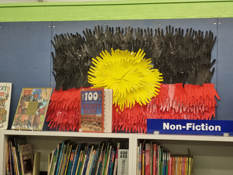 Aborginal Flag made with coloured hands