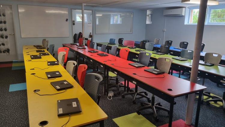 computer lab with laptops